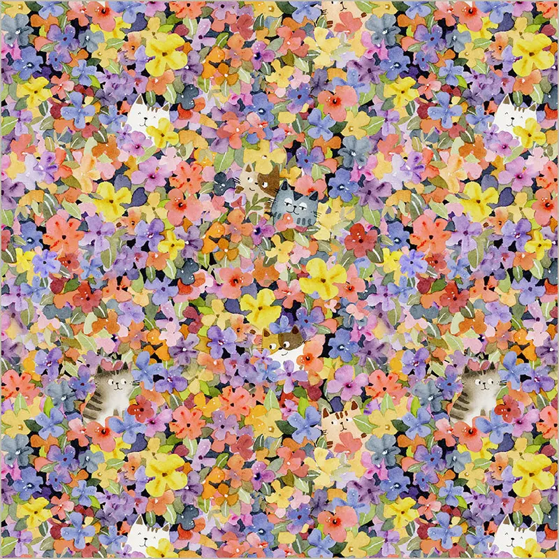 Cats Around Town Sue Miano 55000-1 Multi Peek-A-Boo Cotton
