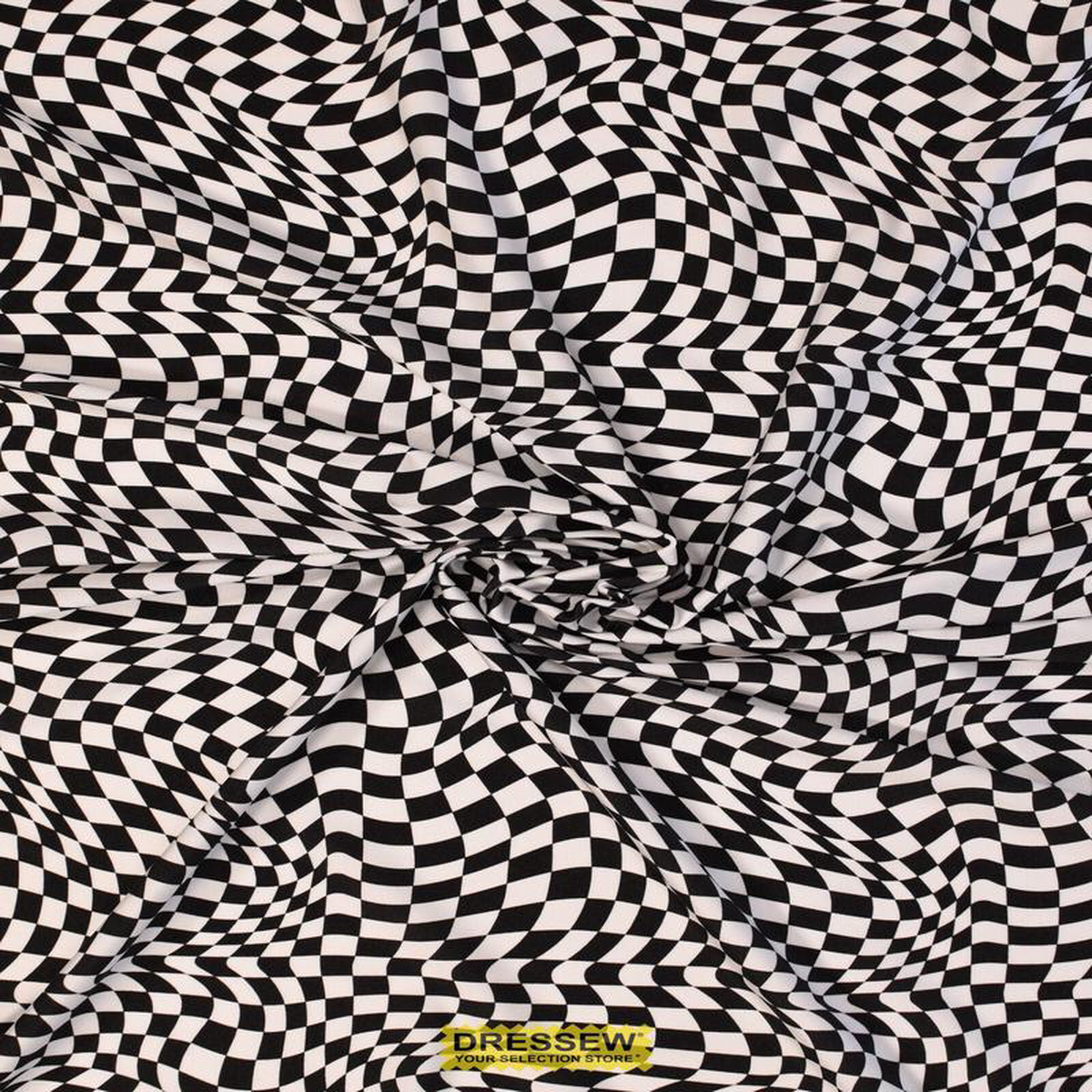 Wavy Check Lycra Black White