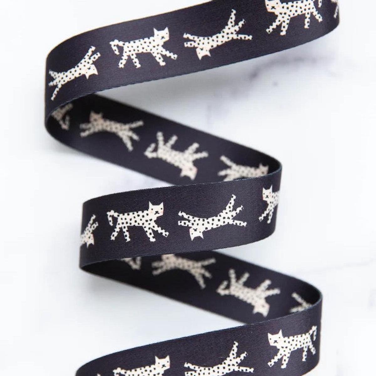 1 1/2" Webbing | Ruby Star Society | Snow Leopard - Black