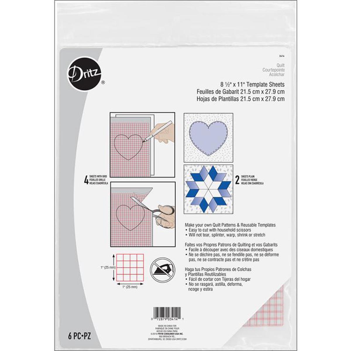 Template Sheet Plastic 6 ct Dritz DRITZ-3414
