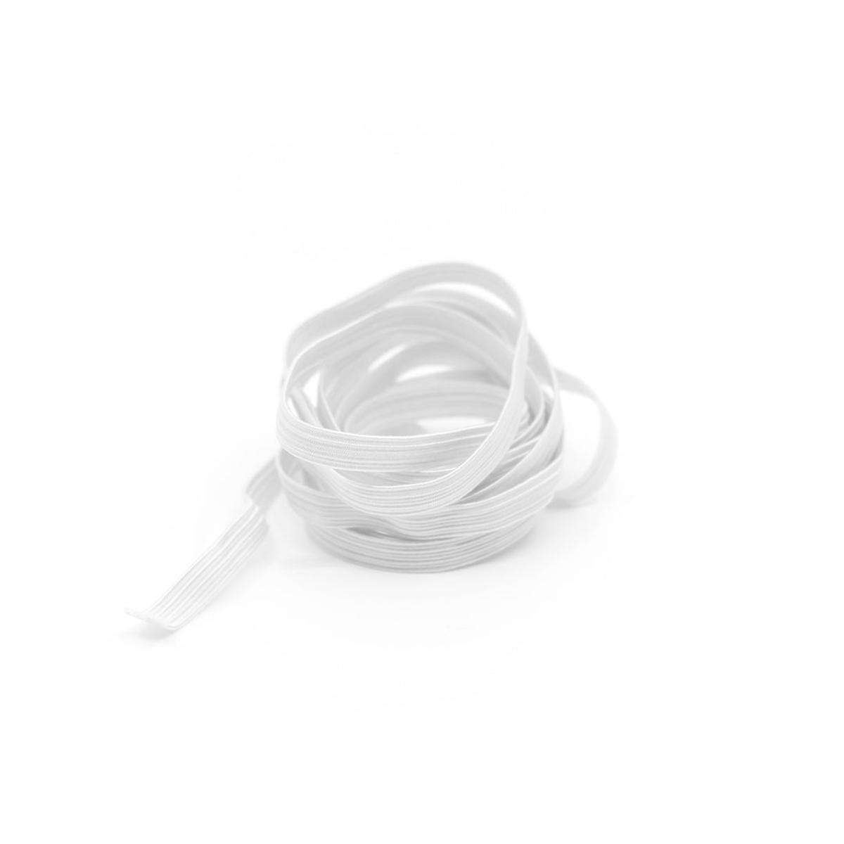 " (6mm) Flat Braided Elastic - White - 1 meter