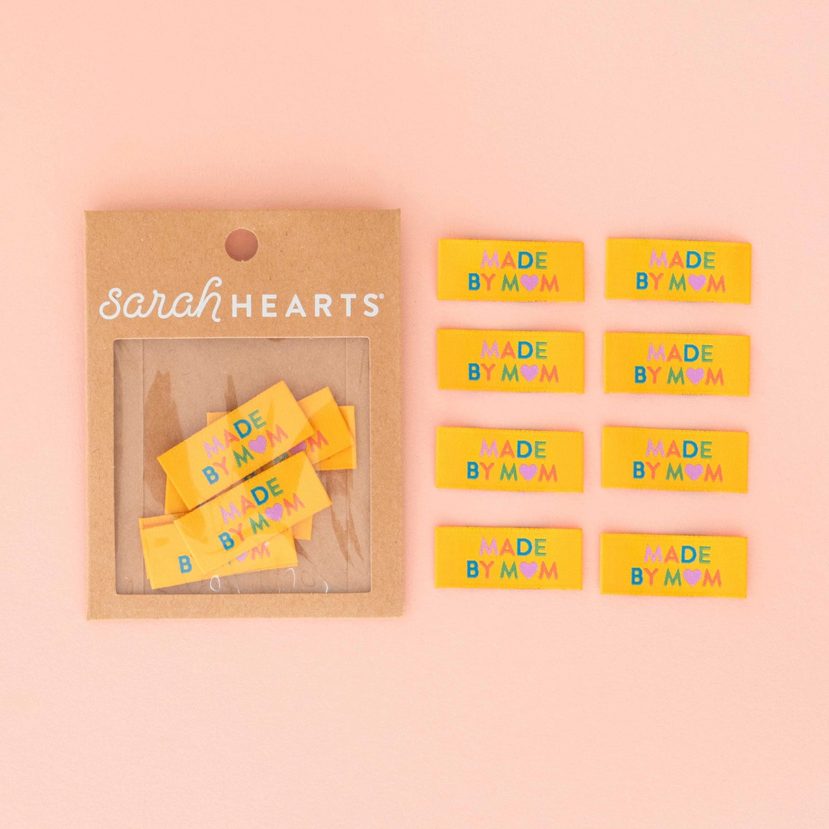 "Made By Mom" Woven Labels | Pack of 8 | Sarah Hearts