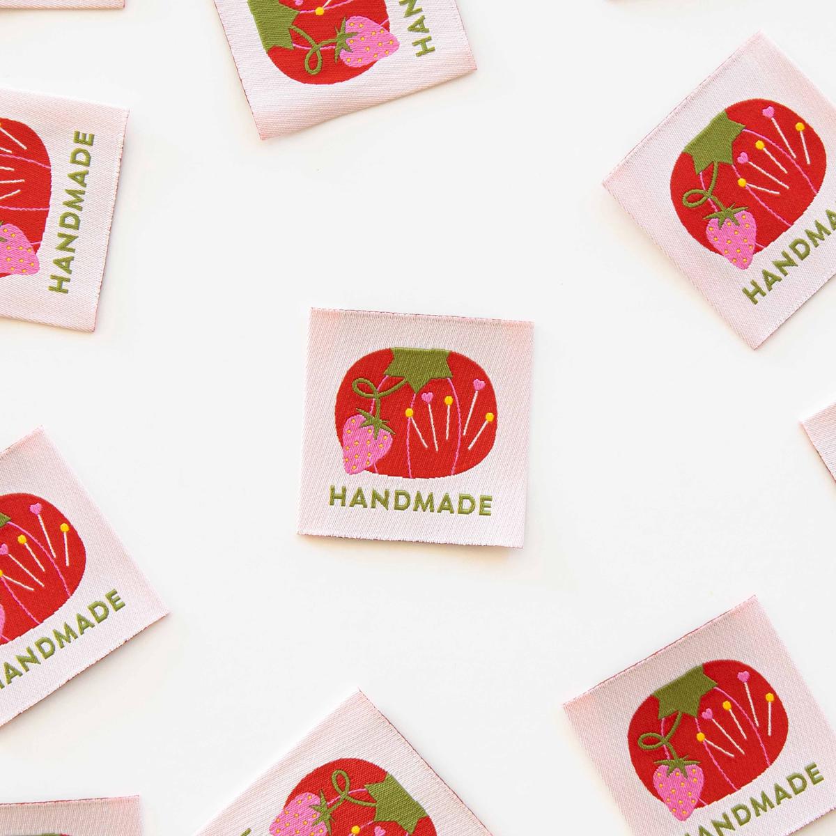 TOMATO PIN CUSHION HANDMADE Large Woven Labels By Sarah Hearts